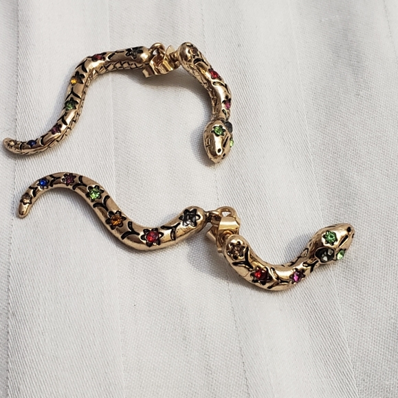 NWOT Betsy Johnson Snake Front Back Earings - Picture 3 of 4
